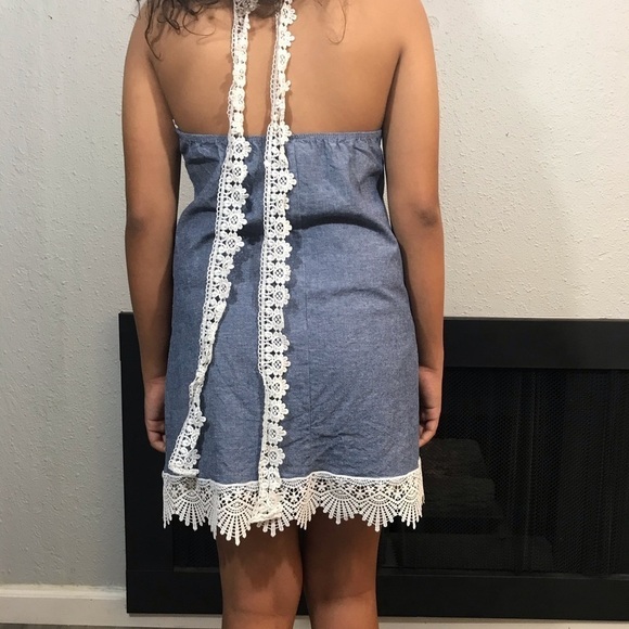 W by Wenjie Blue Cotton & Lace Dress size S - Picture 3 of 8